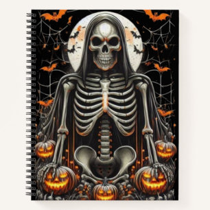Spooky Grim Skeleton & Glows Pumpkins Halloween Notizbuch