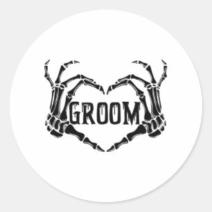 Spooky Groom Skeleton Hands Verlobung Wedding Hal Runder Aufkleber