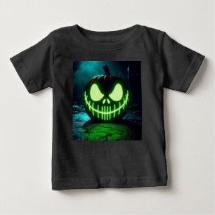 Spooky grün leuchtender Halloweenkürbis Baby T-shirt