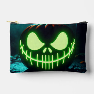 Spooky grün leuchtender Halloweenkürbis Zubehörtasche