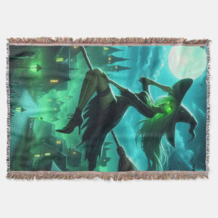Spooky-grüne Aura Halloween-Hexe Decke