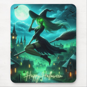 Spooky-grüne Aura Halloween-Hexe Mousepad