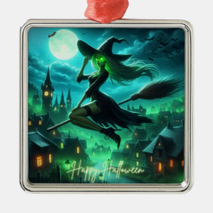 Spooky-grüne Aura Halloween-Hexe Ornament Aus Metall