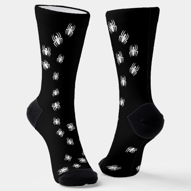 Spooky gruselige Schwarz-weiße Kriechspinnen Spaß Socken (Gewinkelt)