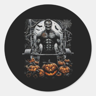 Spooky Gym Skeleton-Spuk Fitness Fun-halloween Runder Aufkleber