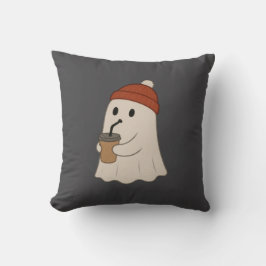 Spooky Halloween Adorable White Ghost Red Beanie  Kissen