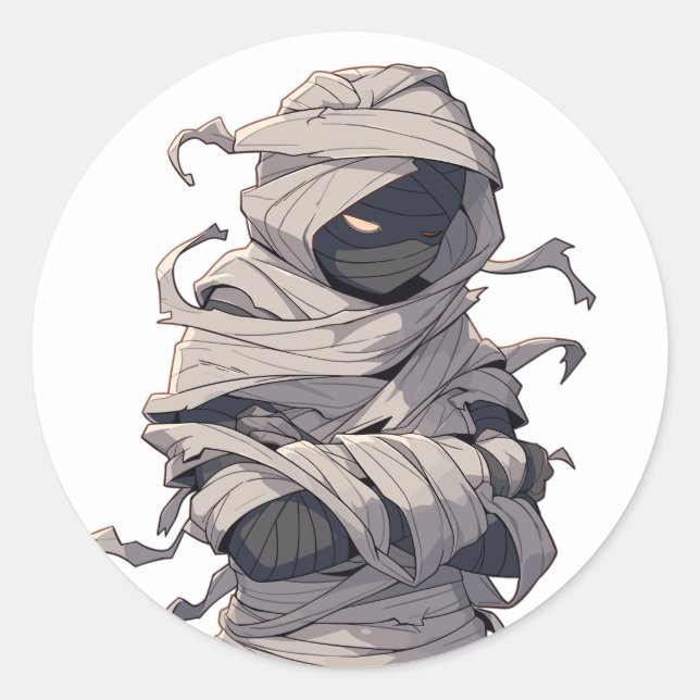 Spooky Halloween ägyptische Mummy-Arme überquert Runder Aufkleber (Vorderseite)