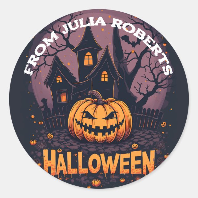 Spooky Halloween-Aufkleber Runder Aufkleber (Vorderseite)
