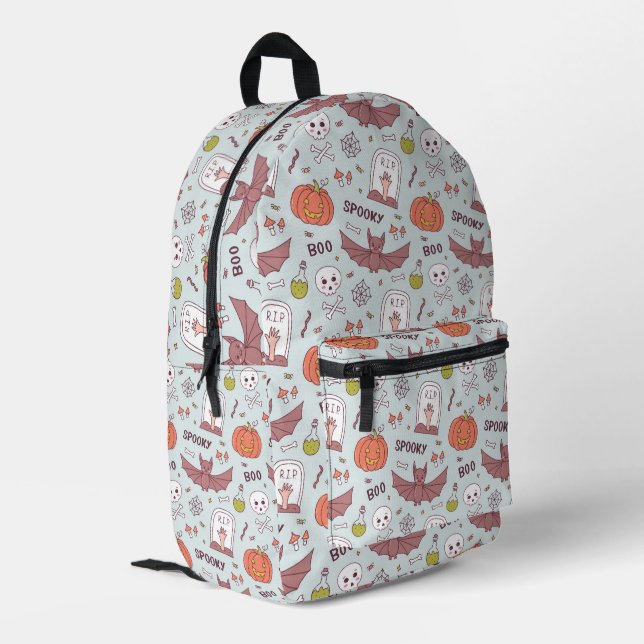 Spooky Halloween Bedruckter Rucksack (Rückseitige Ecke links)