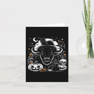 Spooky Halloween Bison Pumpkin Buffalo Cat Funny G Karte