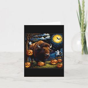Spooky Halloween Bison Starry Night Karte