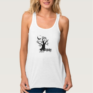Spooky Halloween Black Cat and Tree Tank Top