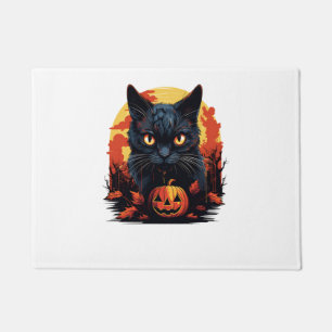 Spooky Halloween Black Cat Fußmatte