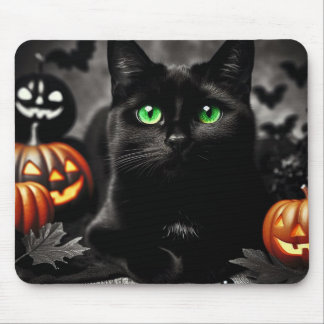 Spooky Halloween Black Cat Mouse Pad Mousepad