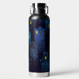 SPOOKY HALLOWEEN BLUE NIGHTTIME CITY SCENE TRINKFLASCHE