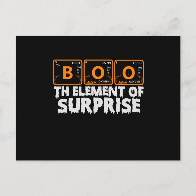 Spooky Halloween BOO Primary Elements of Surprise Postkarte (Vorderseite)