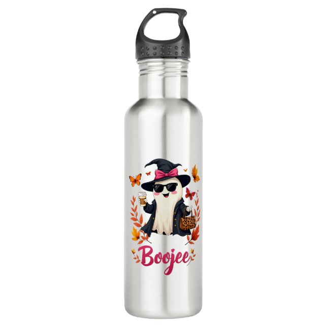 Spooky Halloween Boojee Sassy Classy Ghost Edelstahlflasche (Vorderseite)