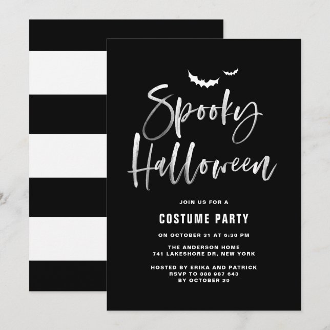 Spooky Halloween Brush Letting | Party der Kostüme Einladung (Vorne/Hinten)