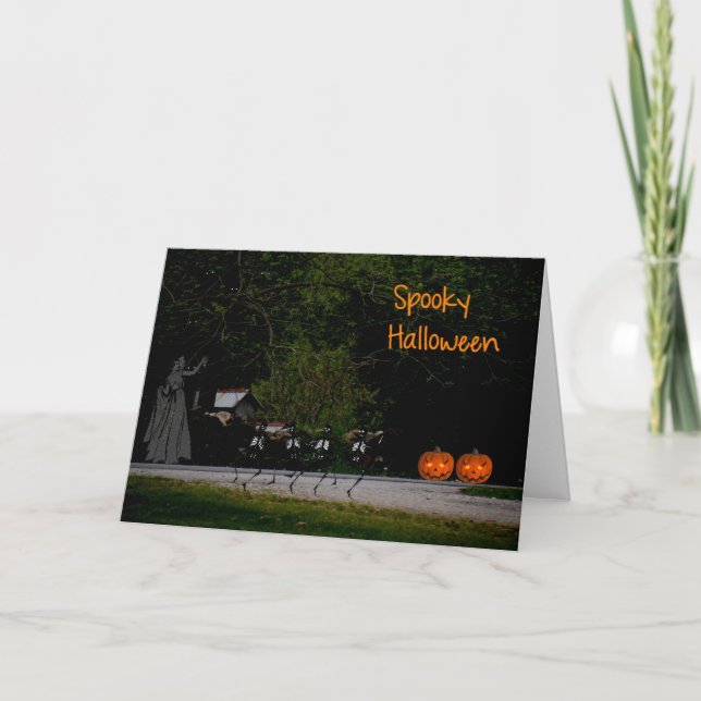 Spooky Halloween Card mit tanzenden Skeletten Karte (Vorderseite)