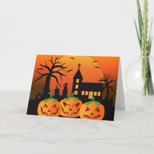 Spooky Halloween Carved Pumpkins Card Karte