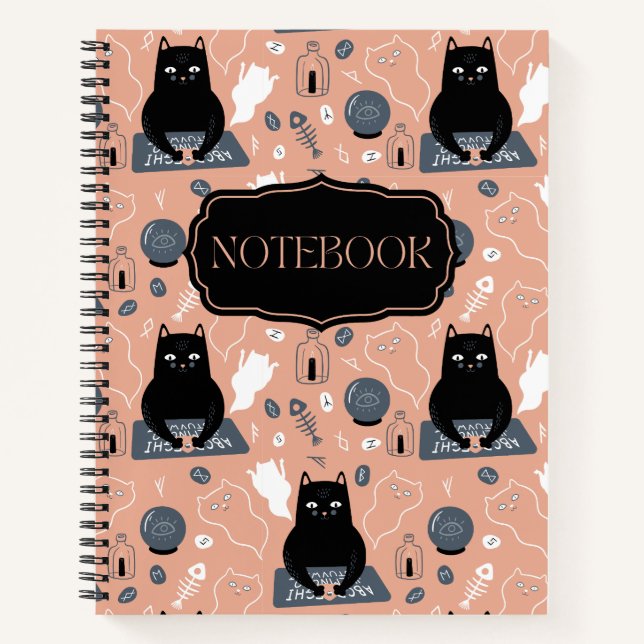 Spooky Halloween Cat Ghosts Notizbuch (Vorderseite)