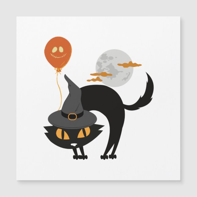 Spooky Halloween Cat Magnetkarte (Vorderseite)