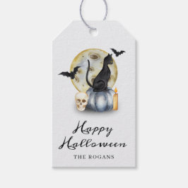 Spooky Halloween Cat Pumpkin Geschenkanhänger