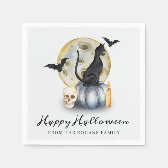 Spooky Halloween Cat Pumpkin Serviette (Vorderseite)