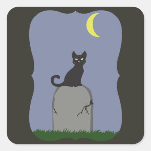Spooky Halloween Cat Quadratischer Aufkleber