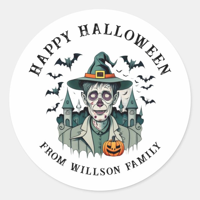 Spooky Halloween Classic Round Sticker (Vorderseite)