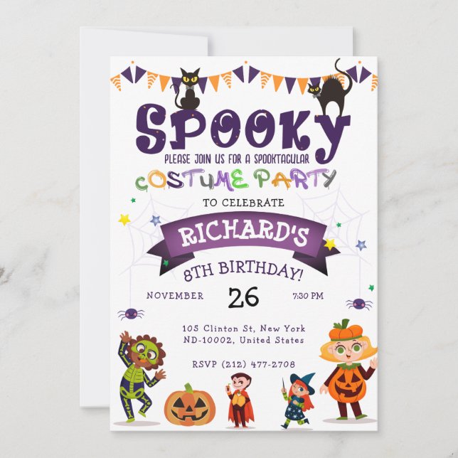 Spooky Halloween Costume Kindergeburtstag Party Einladung (Vorderseite)