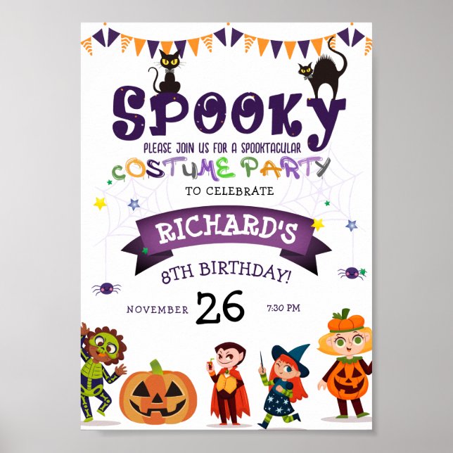Spooky Halloween Costume Kindergeburtstag Party Poster (Vorne)