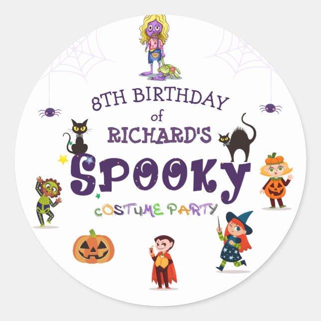 Spooky Halloween Costume Kindergeburtstag Party Runder Aufkleber (Vorderseite)