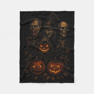 Spooky Halloween Creepy Pumpkin Beängstigend Hexe  Fleecedecke