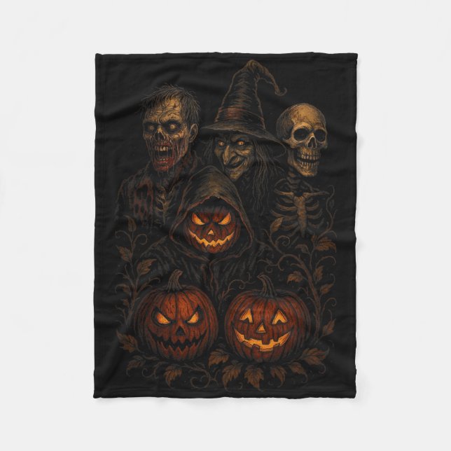 Spooky Halloween Creepy Pumpkin Beängstigend Hexe  Fleecedecke (Vorderseite)