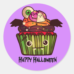Spooky Halloween Cupcake Runder Aufkleber