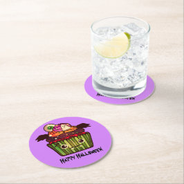 Spooky Halloween Cupcake Runder Pappuntersetzer