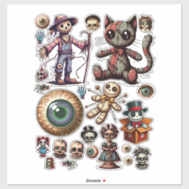 Spooky Halloween Dark Horror ARt Collage Blatt Aufkleber