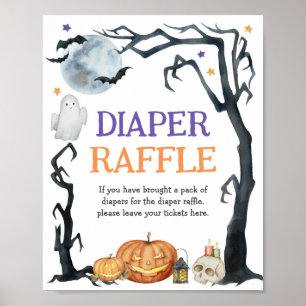 Spooky Halloween Diaper Raffle Sign Wasserfarbe Poster