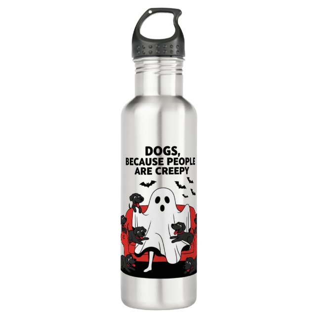 Spooky Halloween Dog Spooky Ghost 23 Edelstahlflasche (Vorderseite)