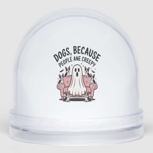Spooky Halloween Dog Spooky Ghost Schneekugeln (Vorderseite)