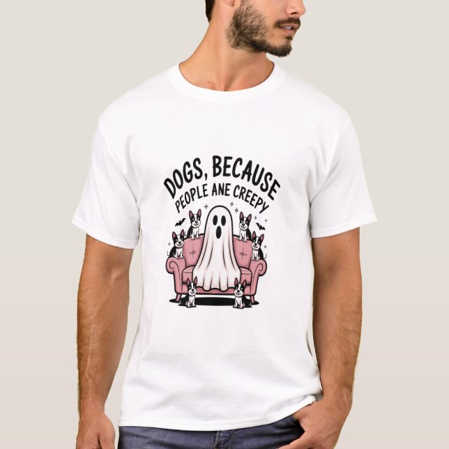 Spooky Halloween Dog Spooky Ghost T-Shirt (Vorderseite)