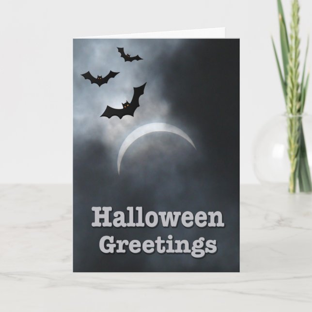 Spooky Halloween Eclipse Greetings Karte (Vorderseite)