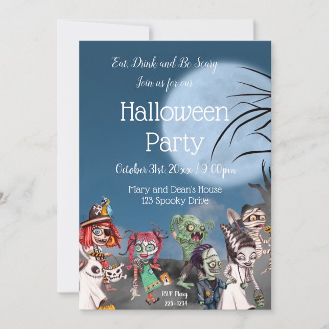 Spooky Halloween Einladung, Trick oder Behandlung Einladung (Vorderseite)