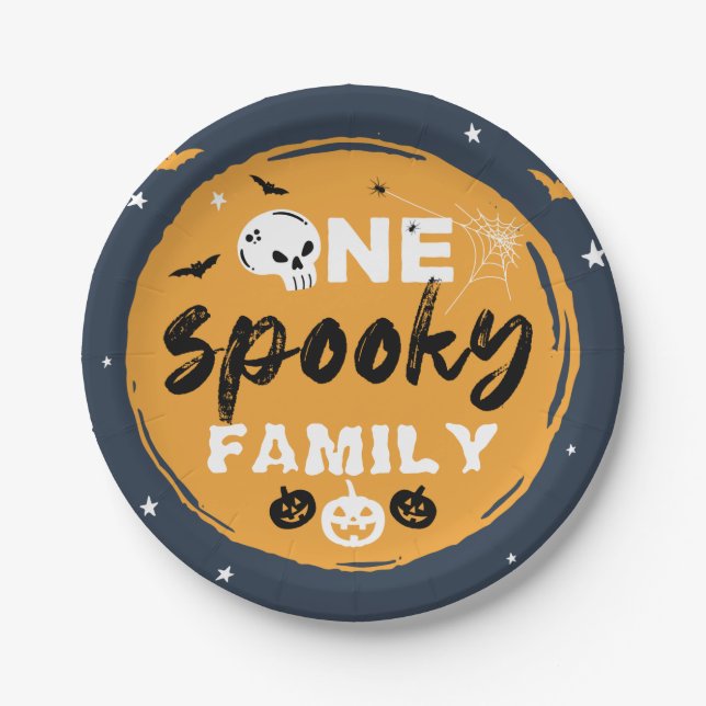 Spooky Halloween Familie Matching Trick oder Treff Pappteller (Vorderseite)