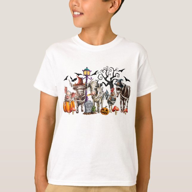 Spooky Halloween Farm Animals T-Shirt (Vorderseite)