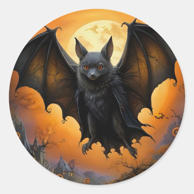 Spooky Halloween-Fledermaus Runder Aufkleber (Vorderseite)