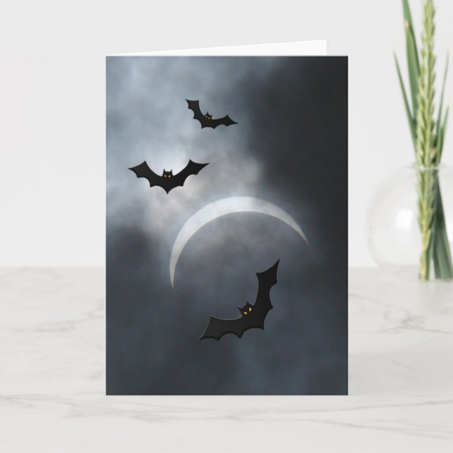Spooky Halloween-Fledermäuse in Eclipse Karte (Vorderseite)