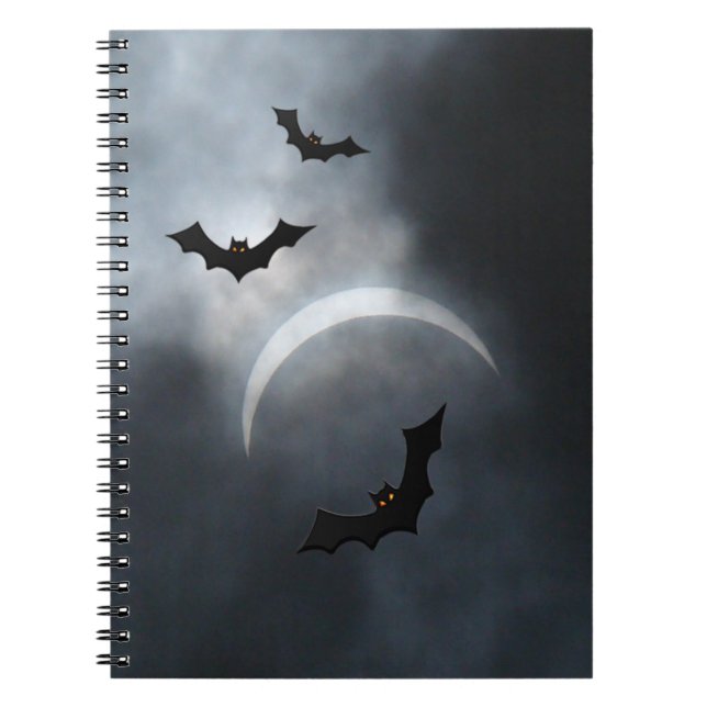 Spooky Halloween-Fledermäuse in Eclipse Notizblock (Vorderseite)