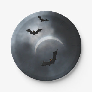 Spooky Halloween-Fledermäuse in Eclipse Pappteller